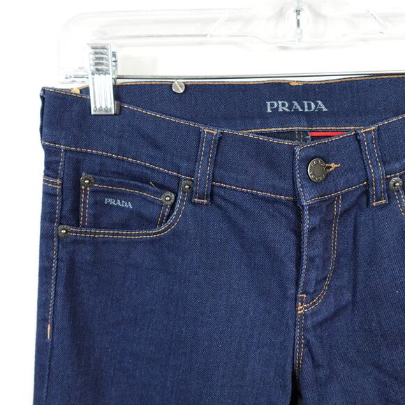 Vintage Y2K Prada Low Rise Regular Fit Straight Bootcut Blue Jeans - Picture 7 of 12